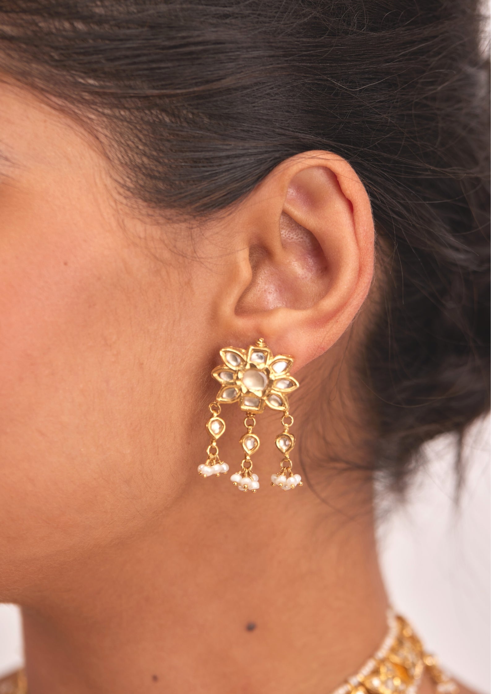 925 Silver Janak Polki Choker Necklace Set - Amrrutam