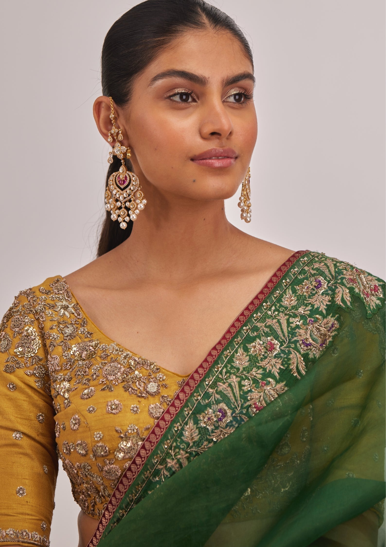 925 Silver Maisha Polki Chaandbali Earrings - Amrrutam