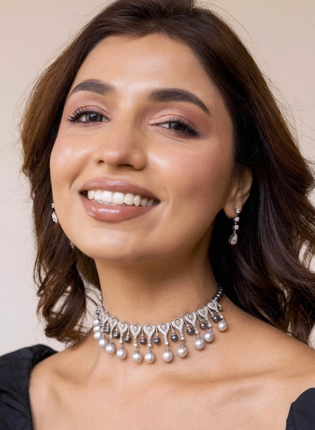925 Silver Nova Black Pearl Necklace - Amrrutam