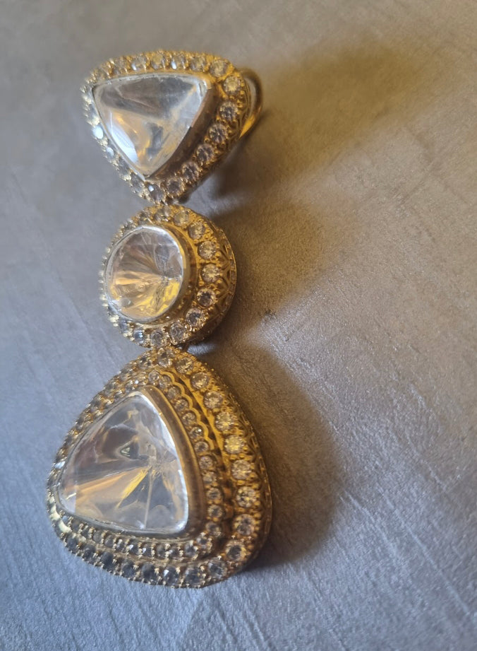 925 Silver Niva Polki Pendant Necklace - Amrrutam