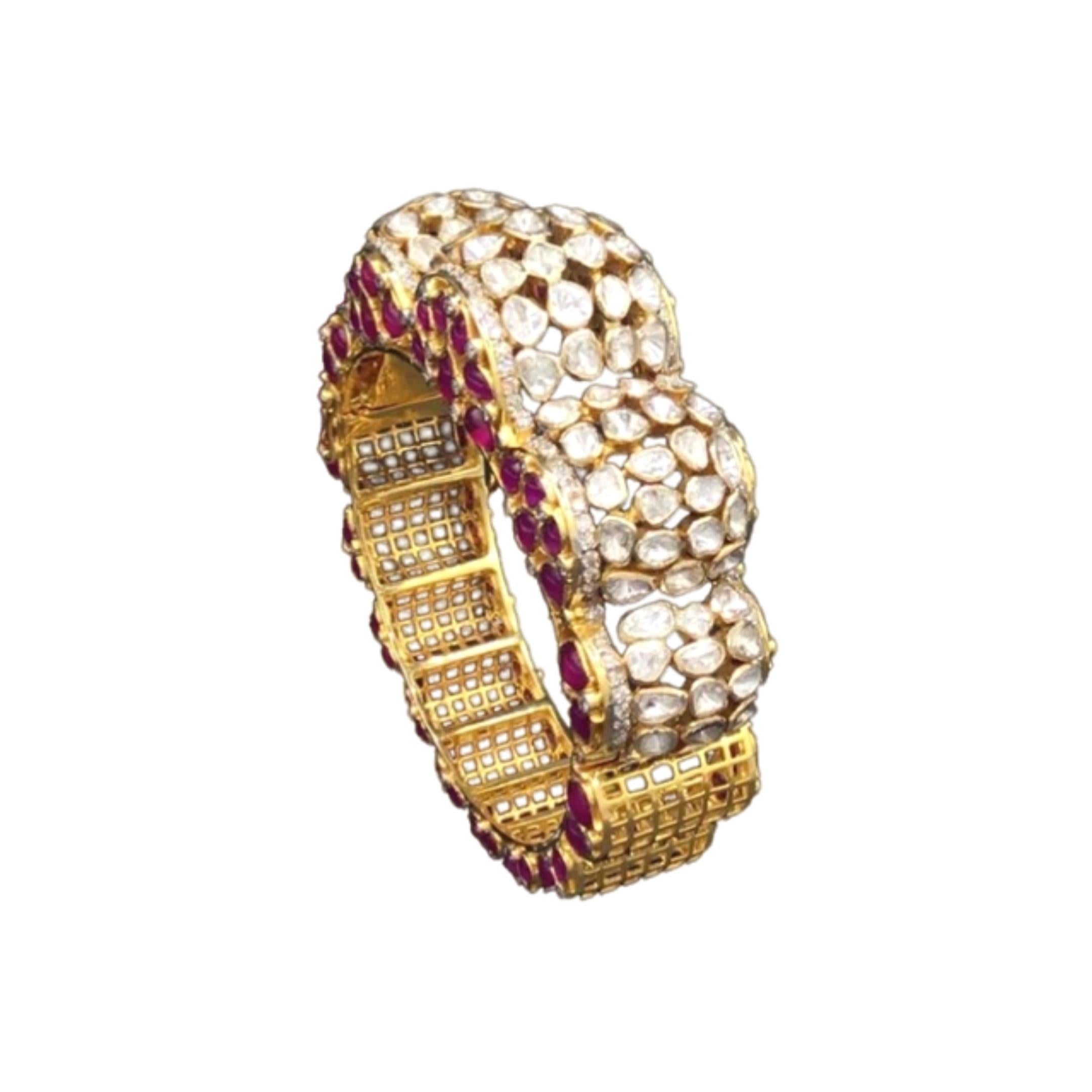 925 Silver Rajwada Polki Kada - Amrrutam