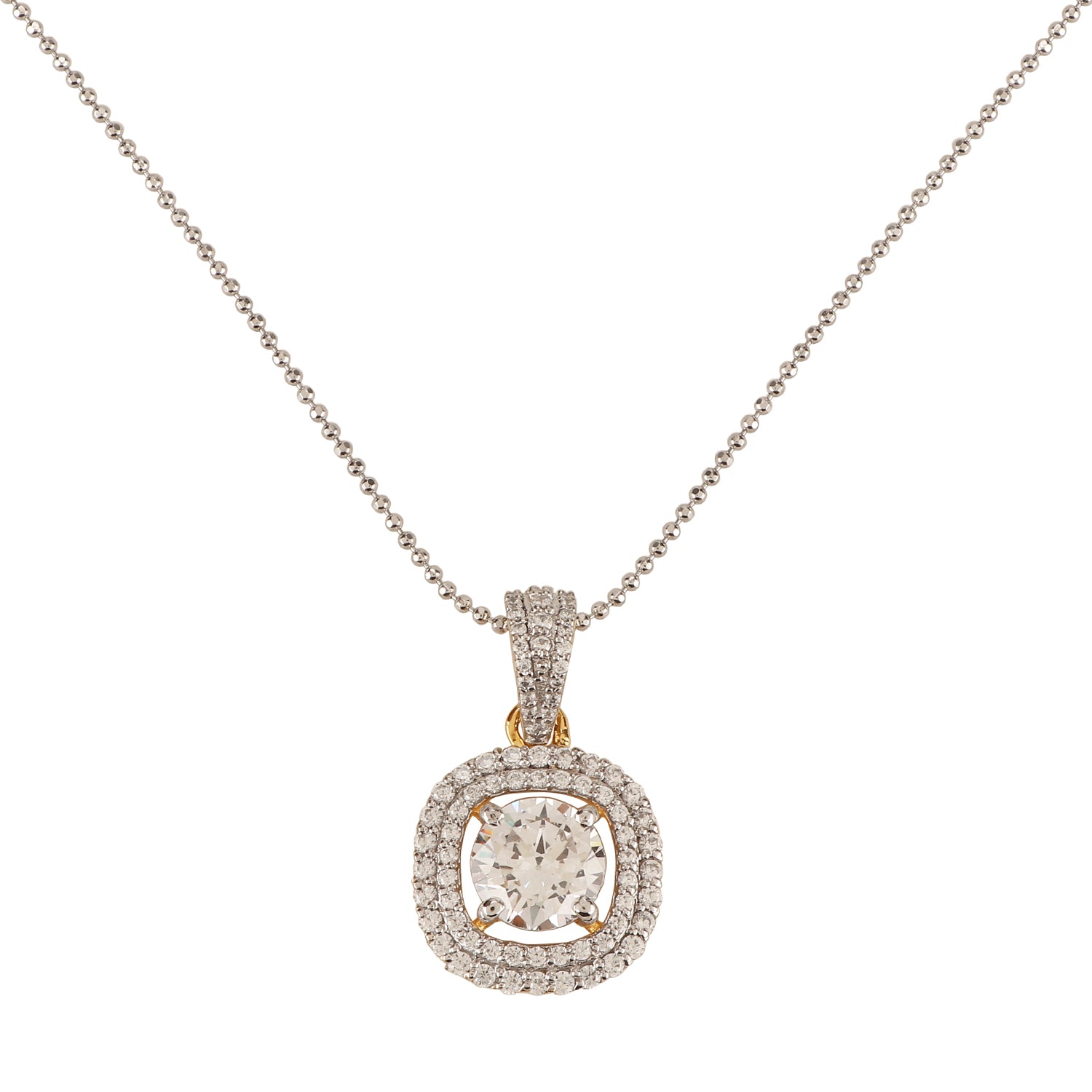 Double Halo 925 silver Pendant set - Amrrutam