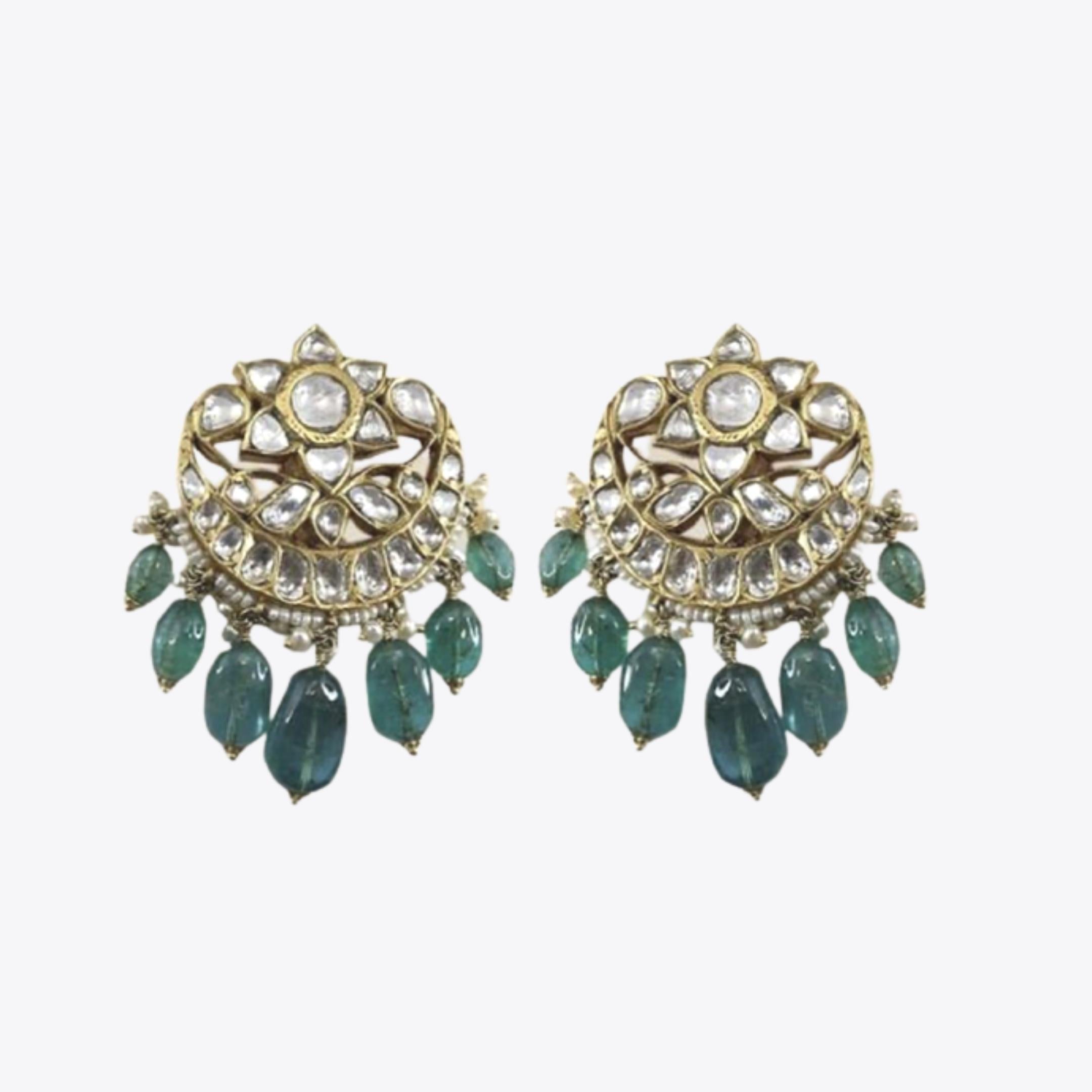 925 Silver Polki Earrings in 92.5 Silver - Amrrutam