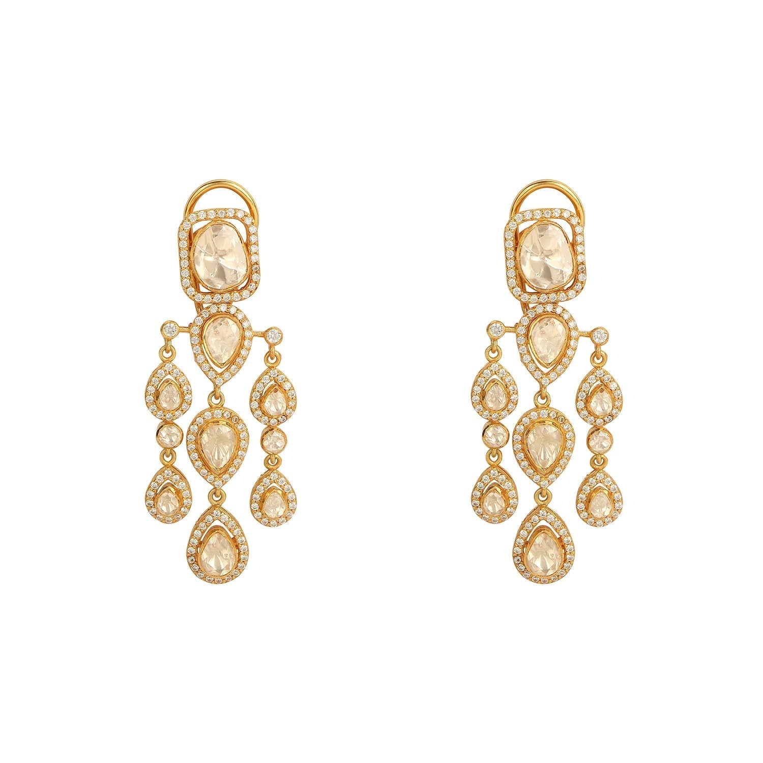 Moissanite Polki Droplet Earrings - Amrrutam