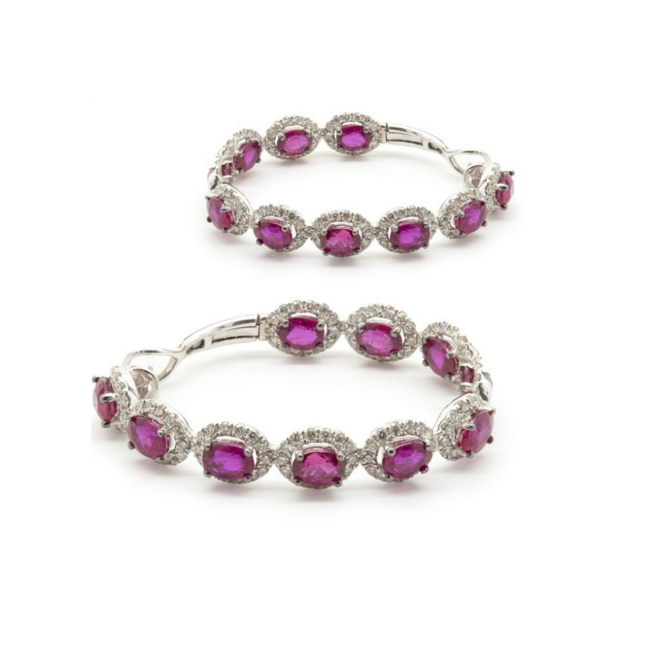 Statement Pink Hoop Earrings in 92.5 Silver - Amrrutam