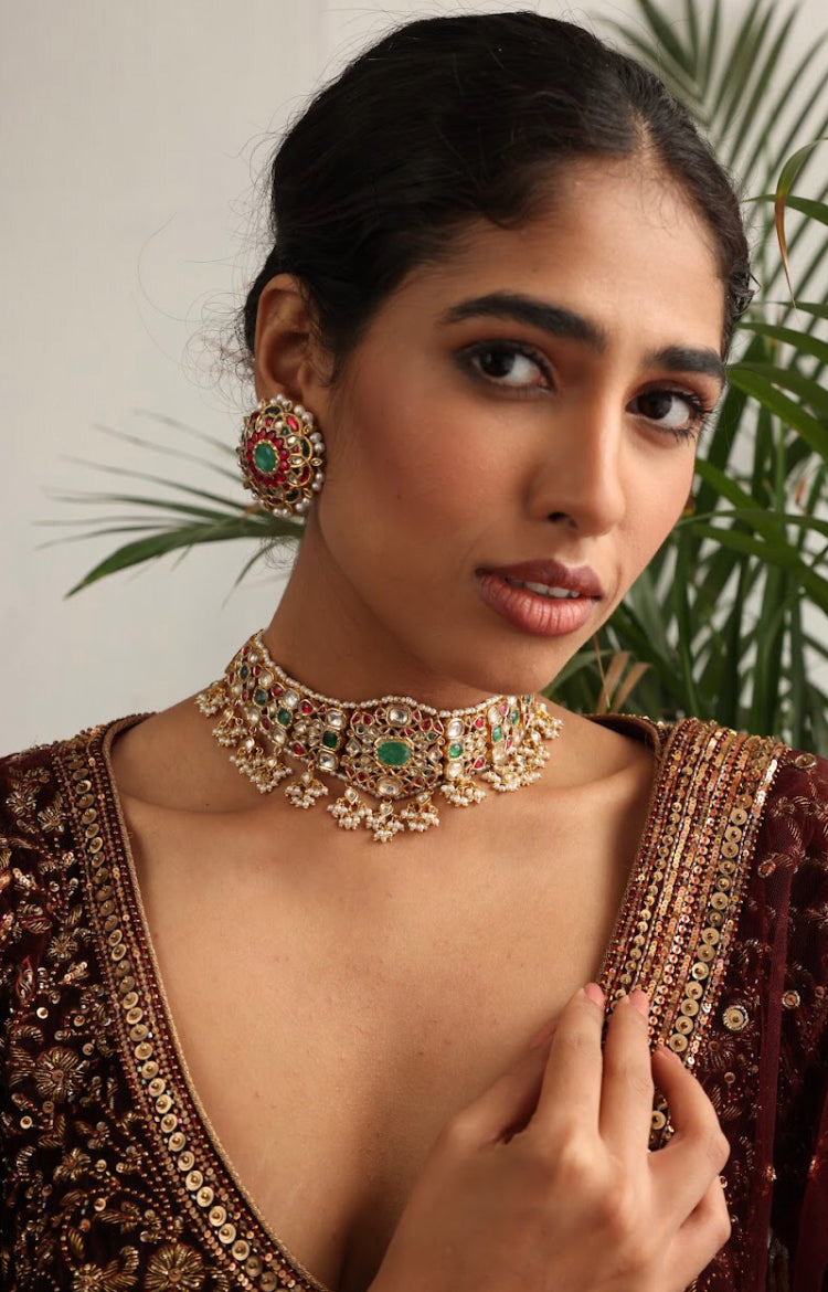 925 Silver Bavara Manjeri Stud Earring - Amrrutam