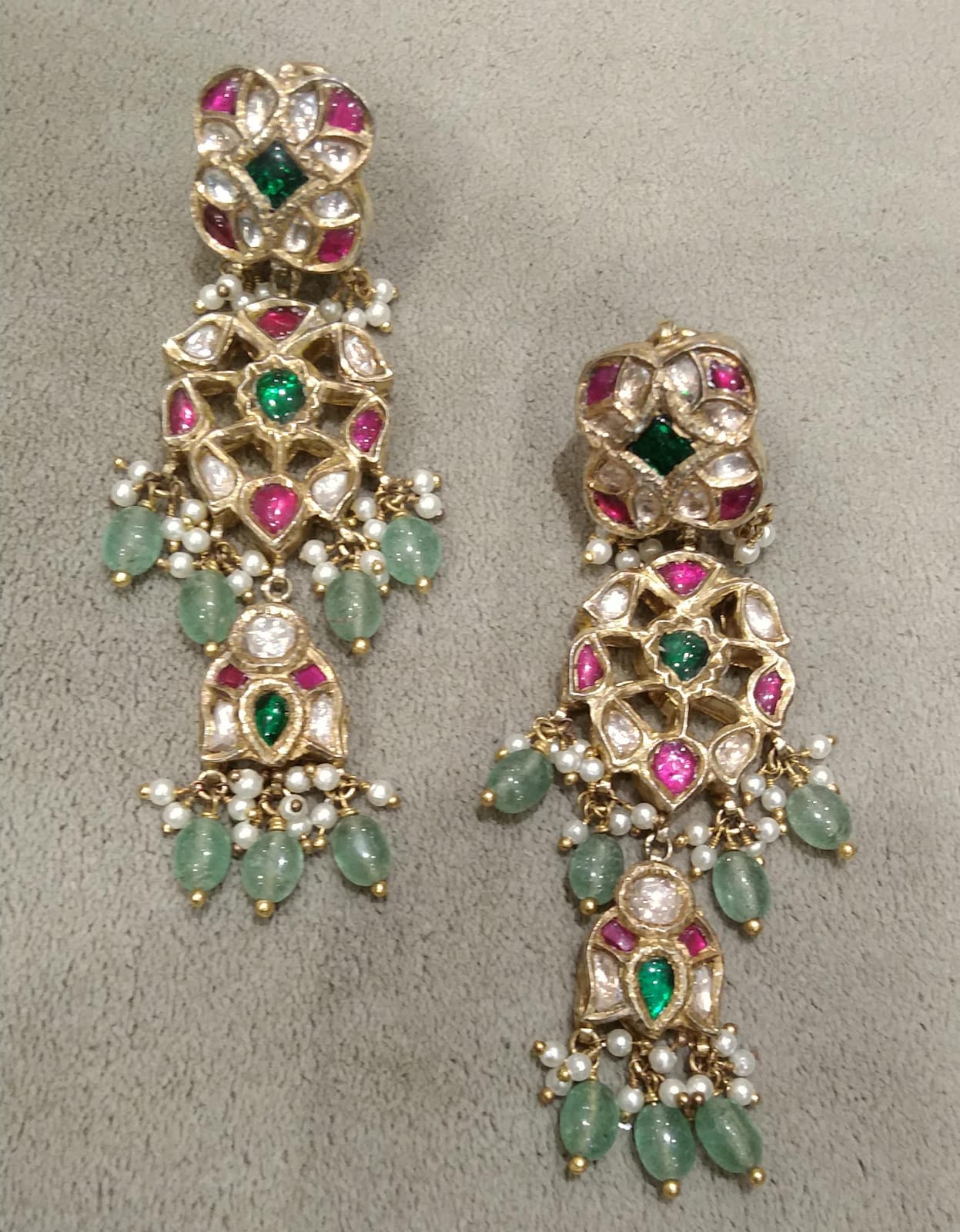925 Silver Amaitra Polki Long Earring - Amrrutam Jewellery