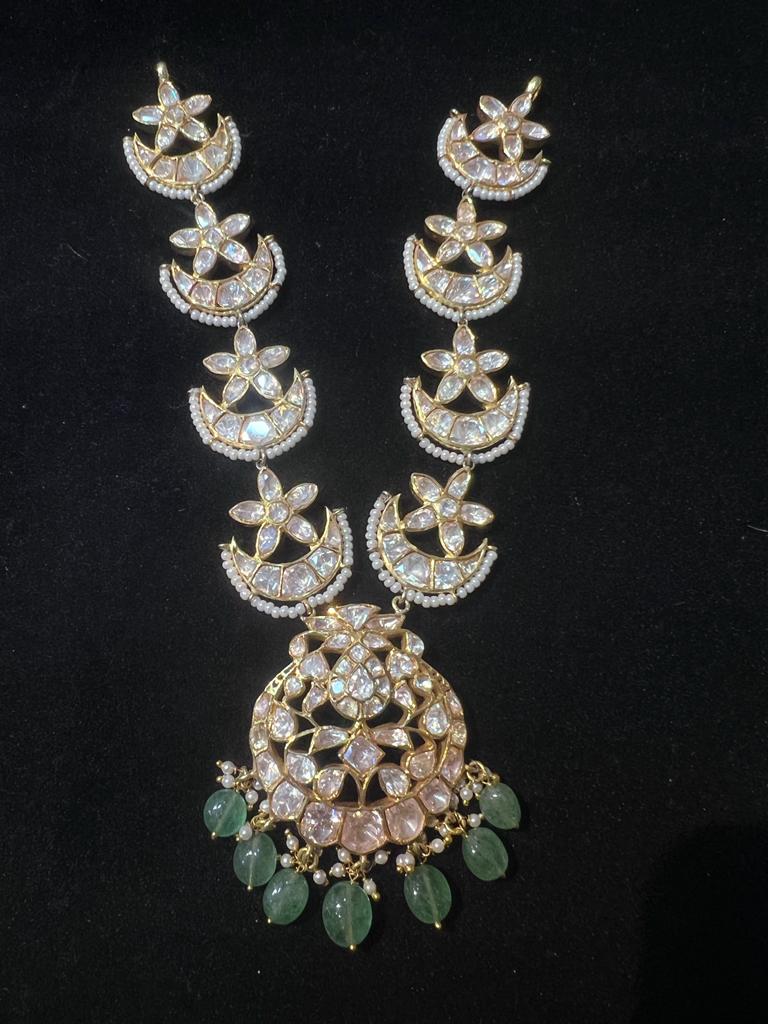 925 Silver Raniwada Long Polki Necklace - Amrrutam