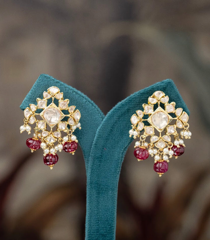 925 Silver Mandala Polki Drop Earring - Amrrutam