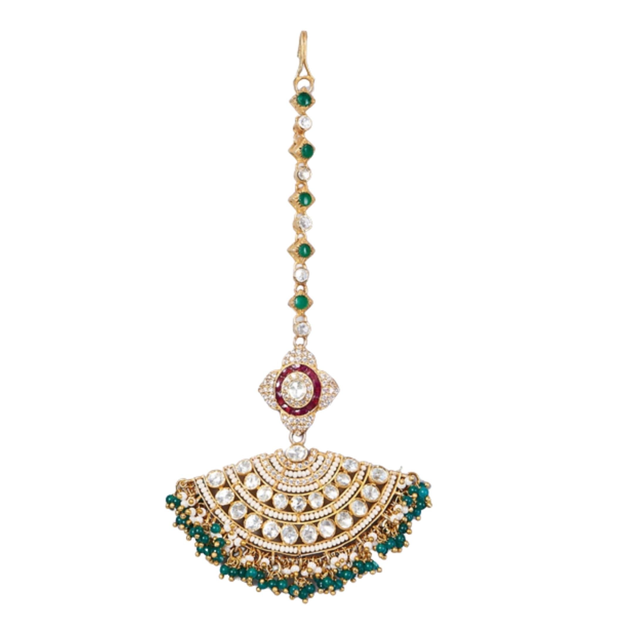925 Silver Multi Color Royal Maangtika - Amrrutam