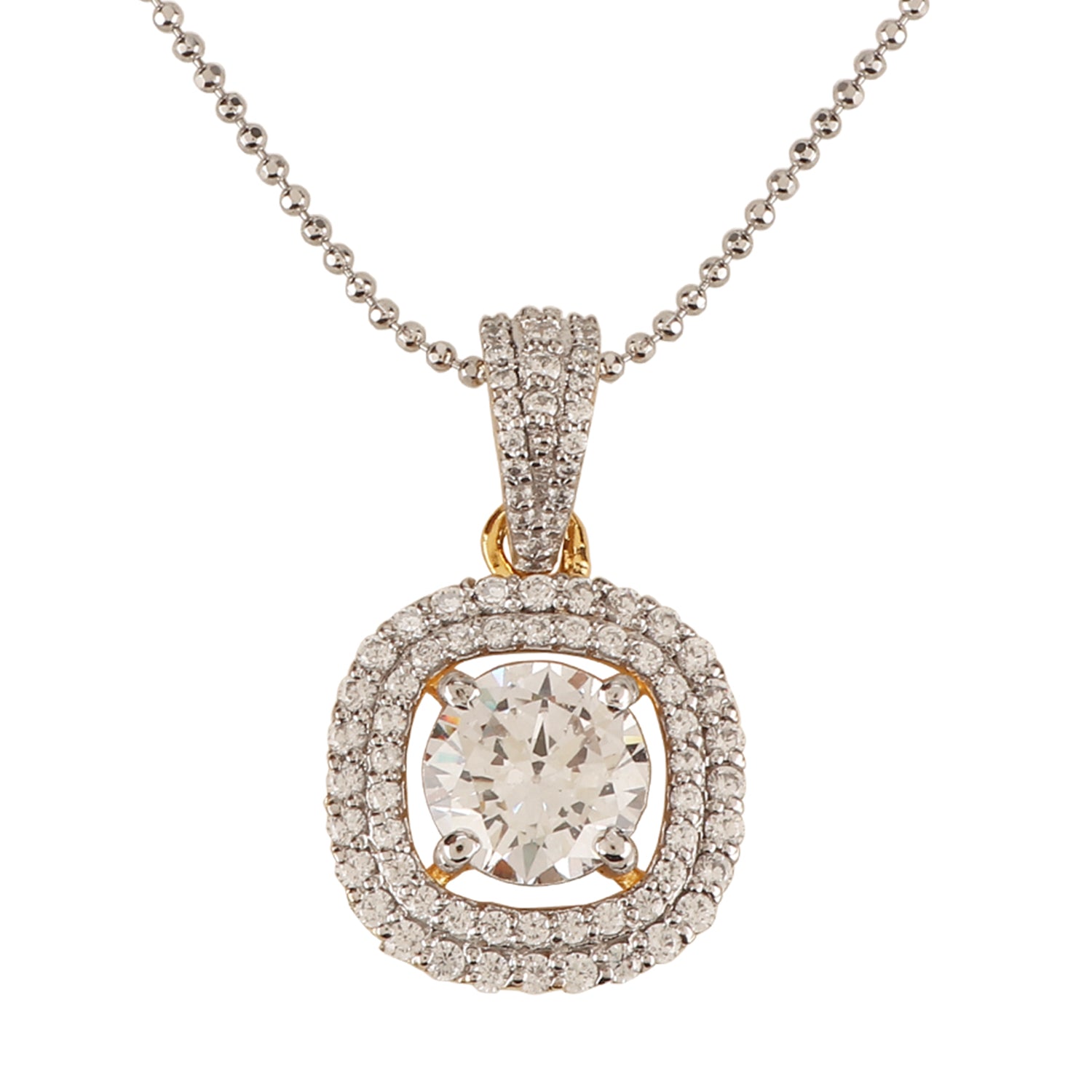 Double Halo 925 silver Pendant set - Amrrutam