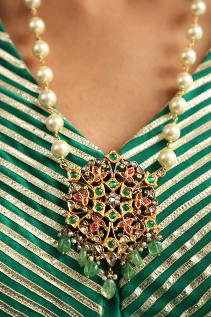 925 Silver Bavara Zaidya Long Necklace - Amrrutam