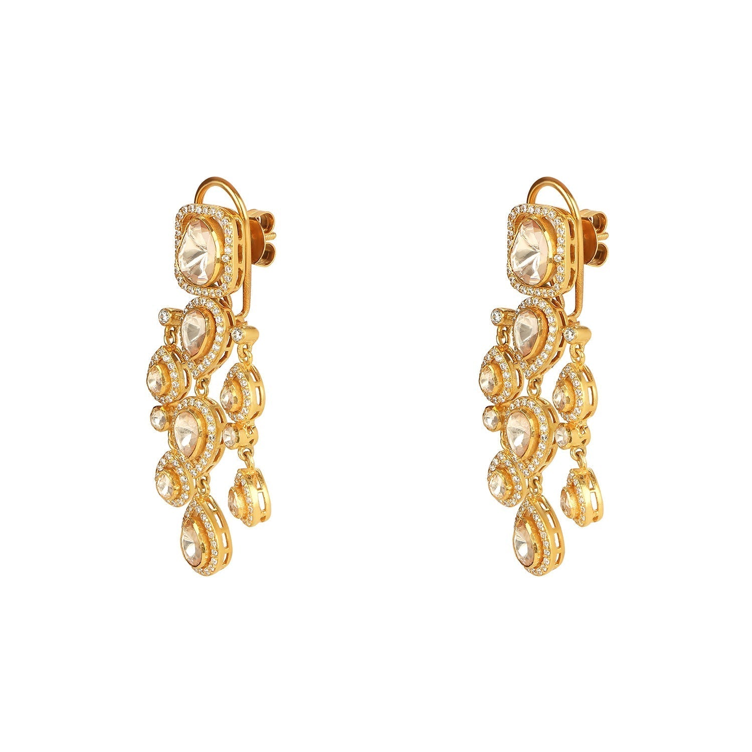 Moissanite Polki Droplet Earrings - Amrrutam