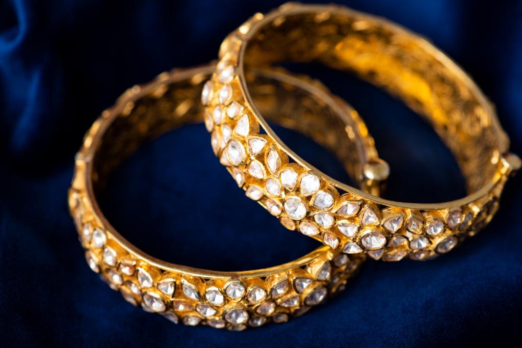 925 Silver Vermuriya Polki Bangle Set - Amrrutam