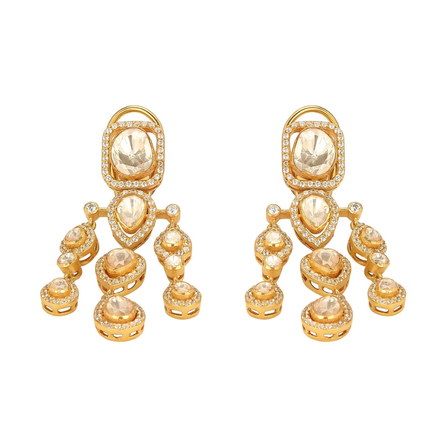 Moissanite Polki Droplet Earrings - Amrrutam