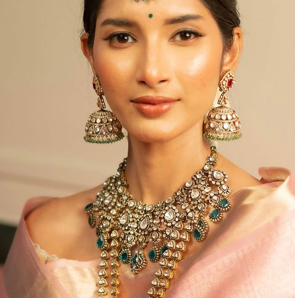 925 Silver Karnika Victorian Choker Necklace Set - Amrrutam