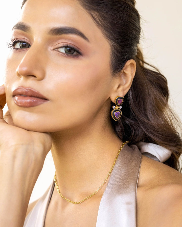 925 Silver Zoie Amethyst Earring - Amrrutam