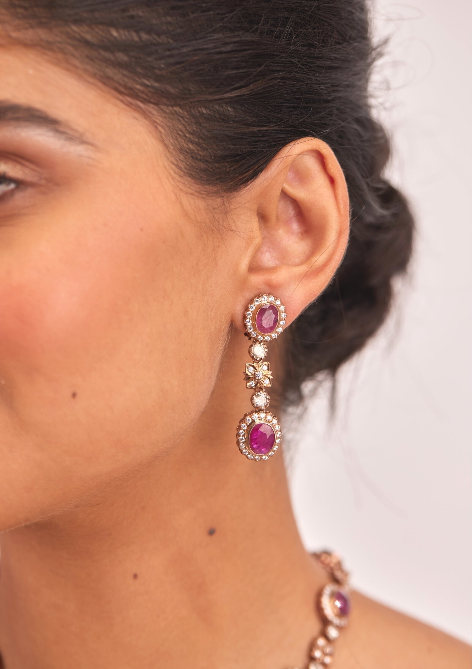925 Silver Kankas Ruby Necklace Set - Amrrutam