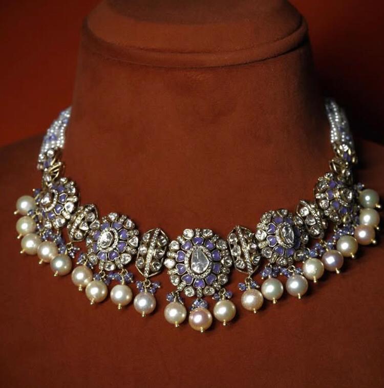 925 Silver Trisha Polki Necklace Set