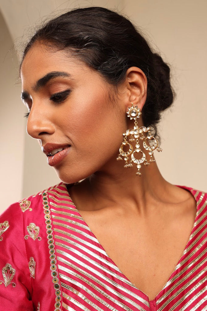 925 Silver Mastani Polki Chandbali Earring - Amrrutam