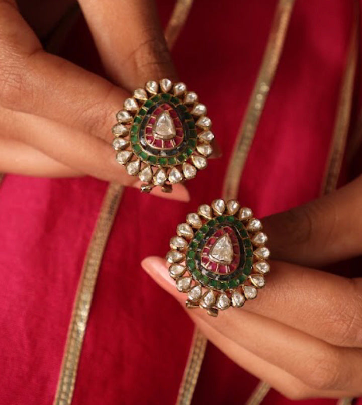 925 Silver Krsna Polki Stud Earring - Amrrutam