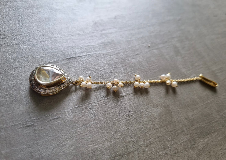 925 Silver Vidya Polki Statement Maangtika - Amrrutam