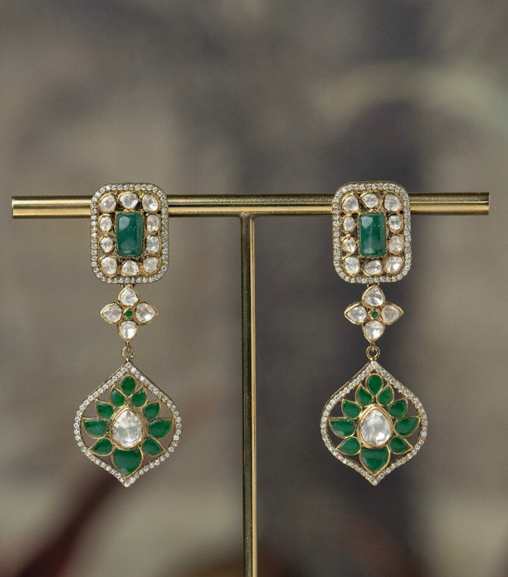 925 Silver RaangRatan Polki Necklace Set - Amrrutam