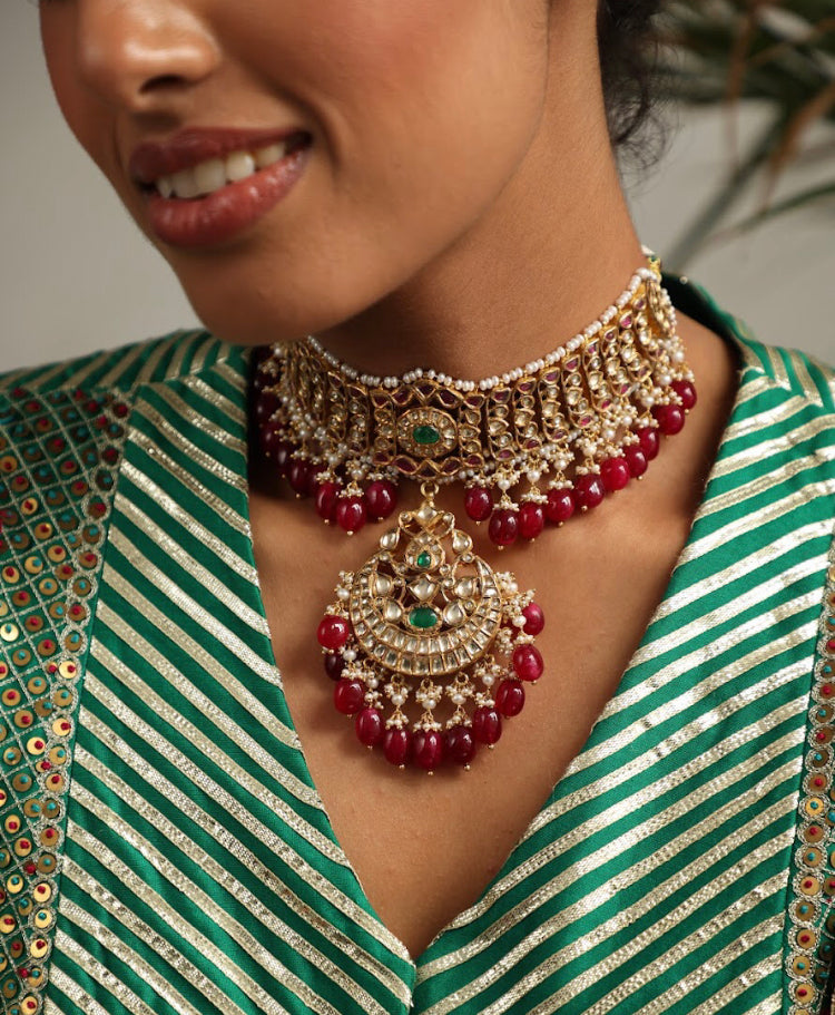 925 Silver Bavara Rupali Choker Necklace - Amrrutam