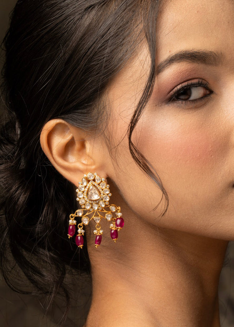 925 Silver Rumman Polki Earring - Amrrutam