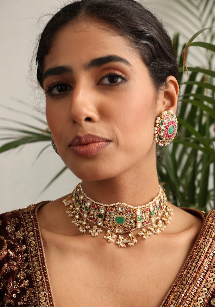 925 Silver Bavara Manjeri Stud Earring - Amrrutam
