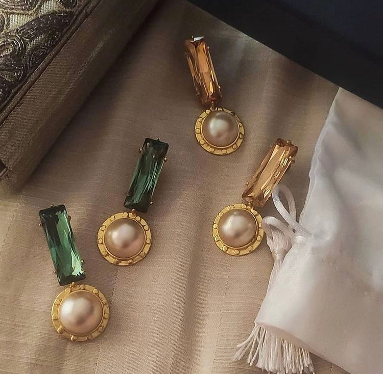 Ivory Maxi Studs With Pearls - Amrrutam