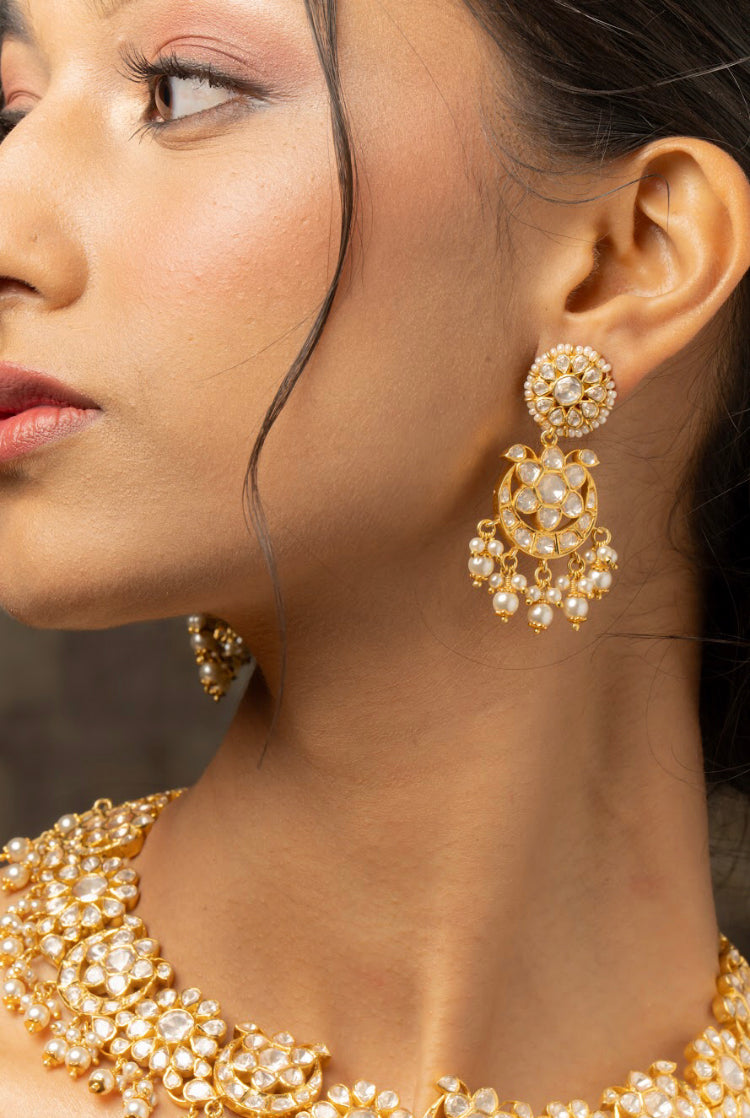 925 Silver Azeya Polki Necklace Set - Amrrutam