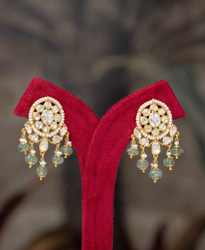925 Silver Nazreen Polki Earring - Amrrutam