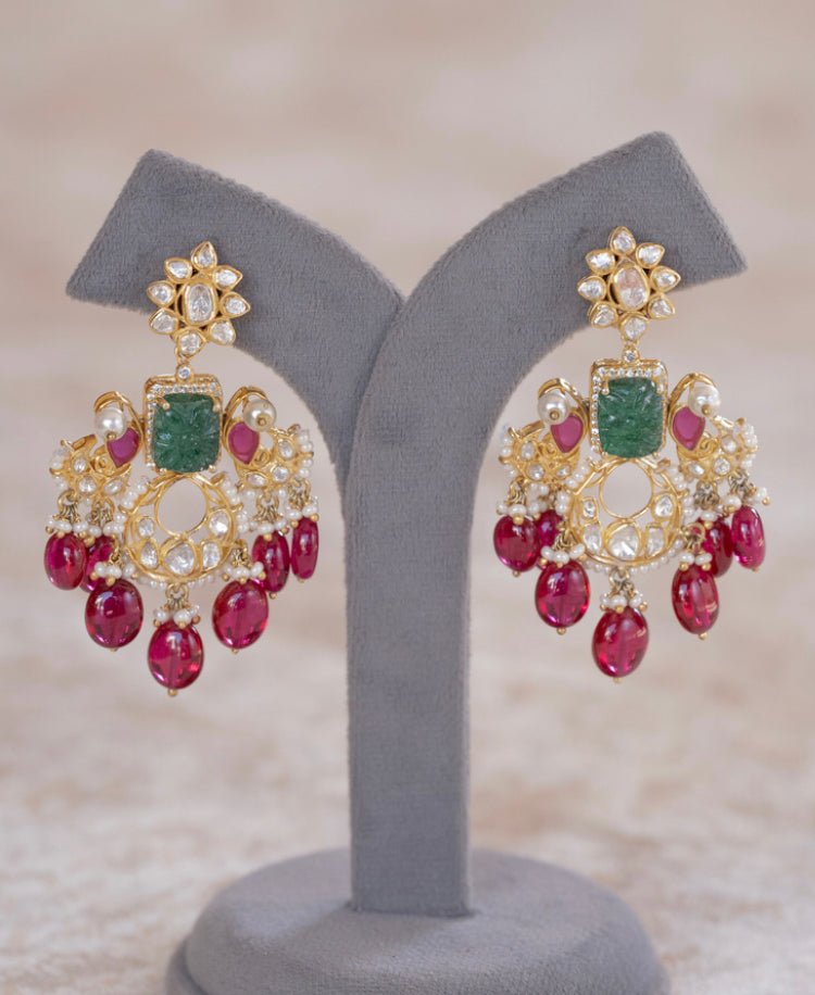 925 Silver Zahab Polki Earring - Amrrutam