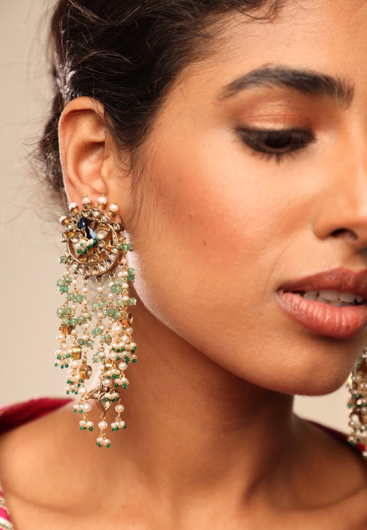 925 Silver Peacock Drop Earring - Amrrutam