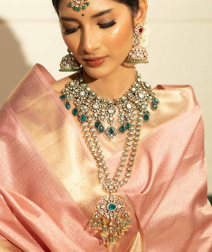 925 Silver Karnika Victorian Choker Necklace Set - Amrrutam