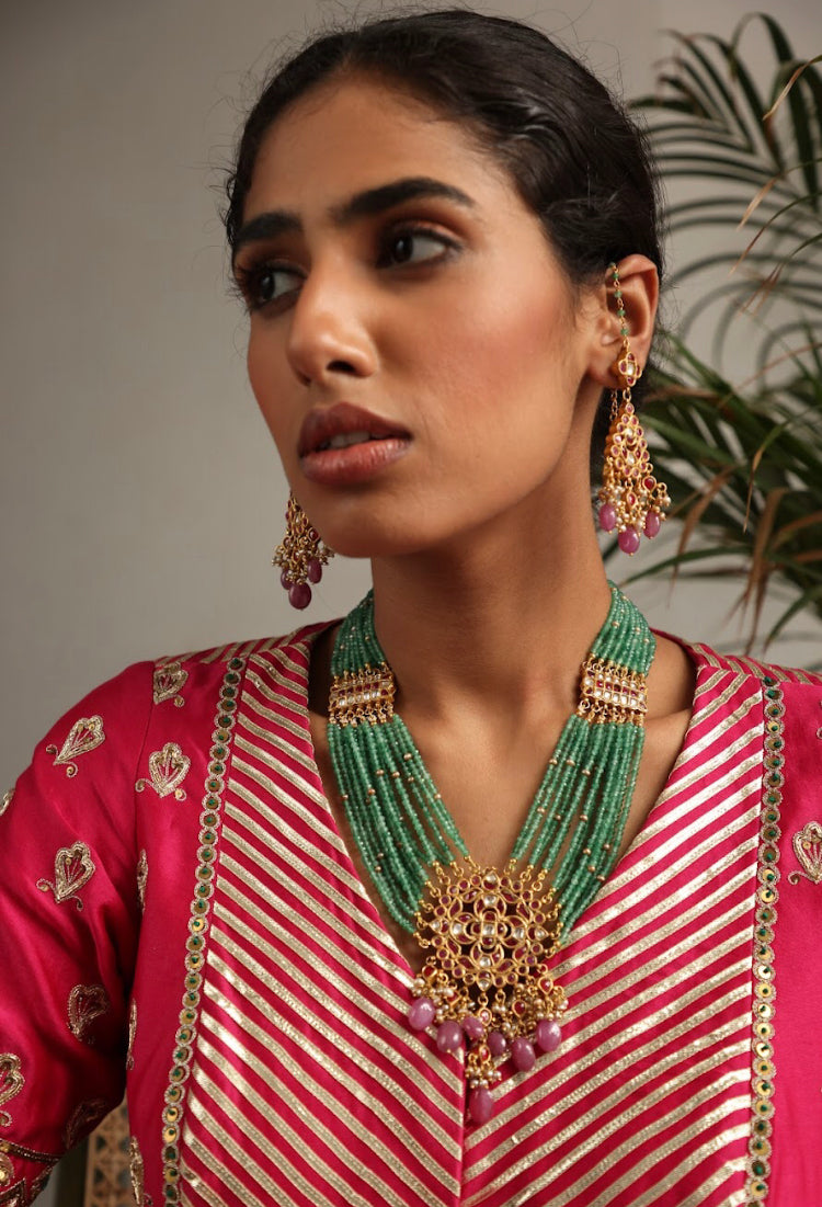 925 Silver Bavara Agariya Necklace Set - Amrrutam