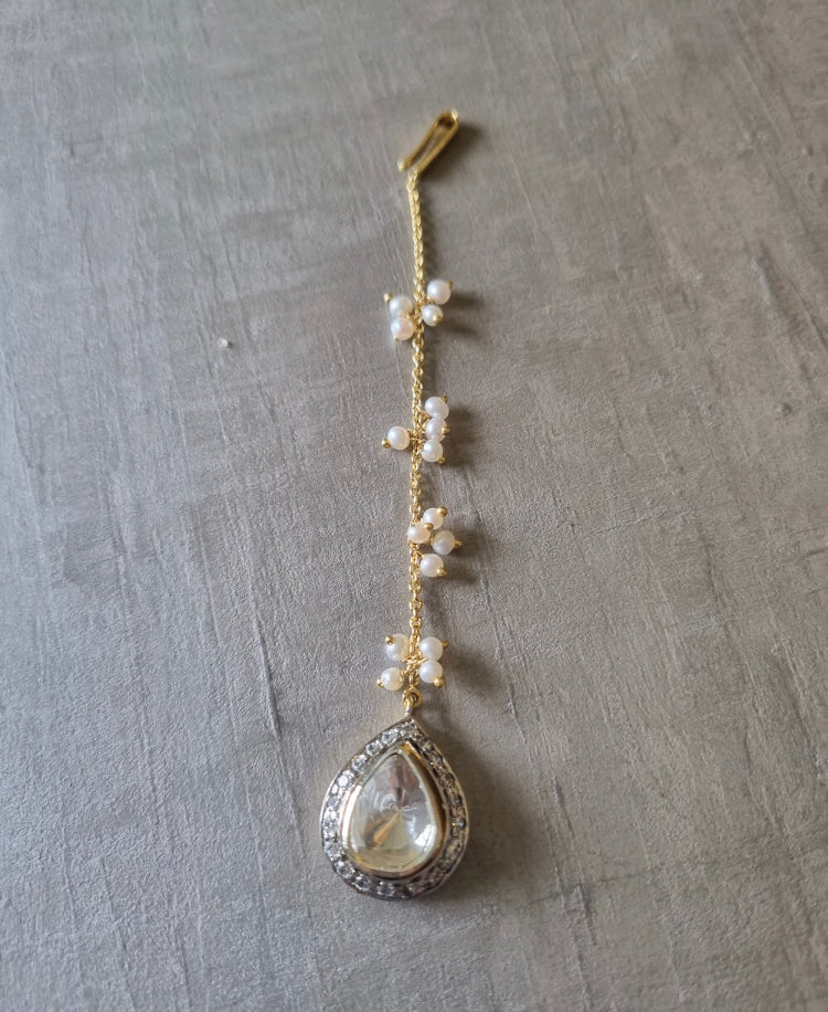 925 Silver Vidya Polki Statement Maangtika - Amrrutam