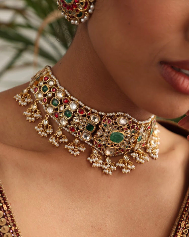 925 Silver Bavara Manjeri Choker Necklace - Amrrutam