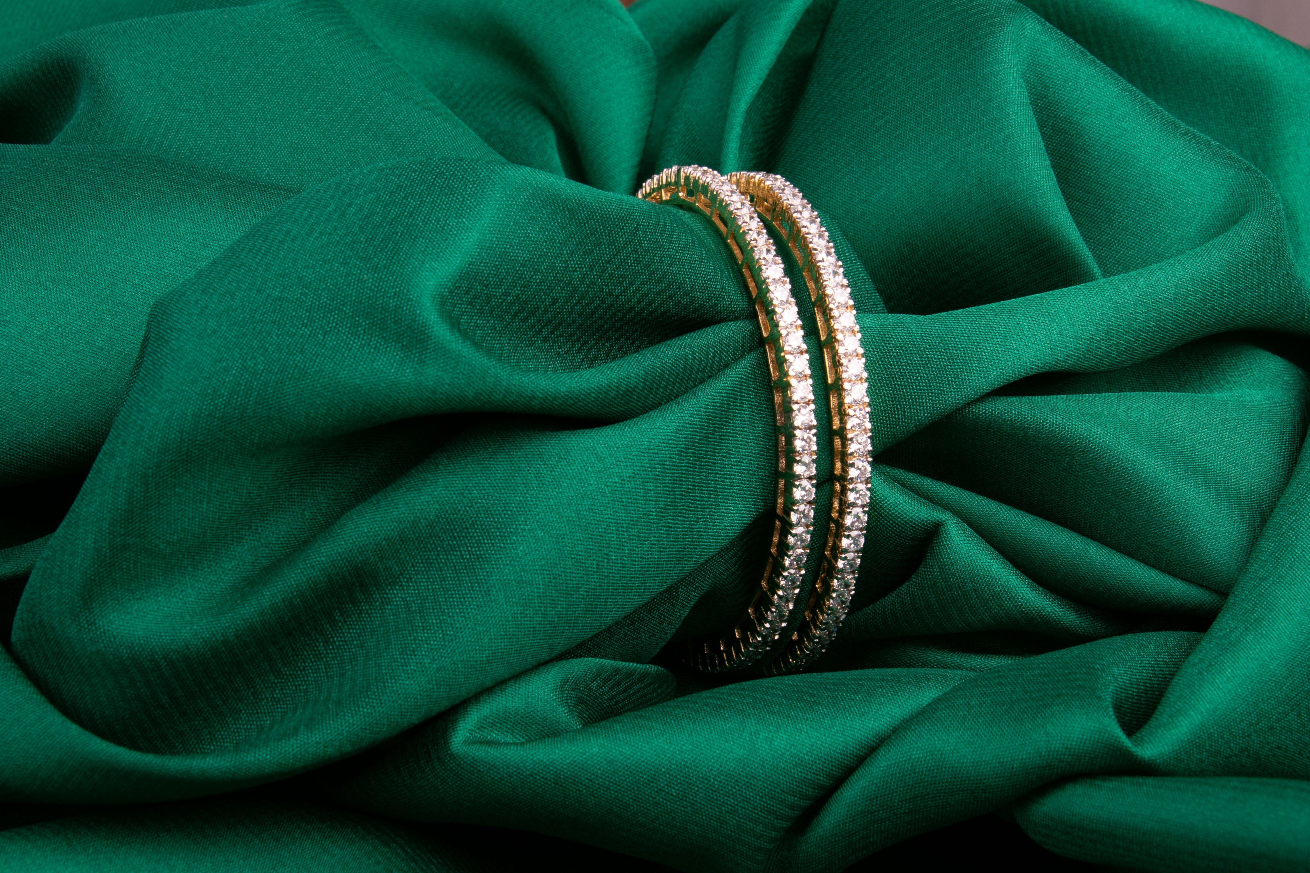 925 Silver Swarovski Bangle set - Amrrutam