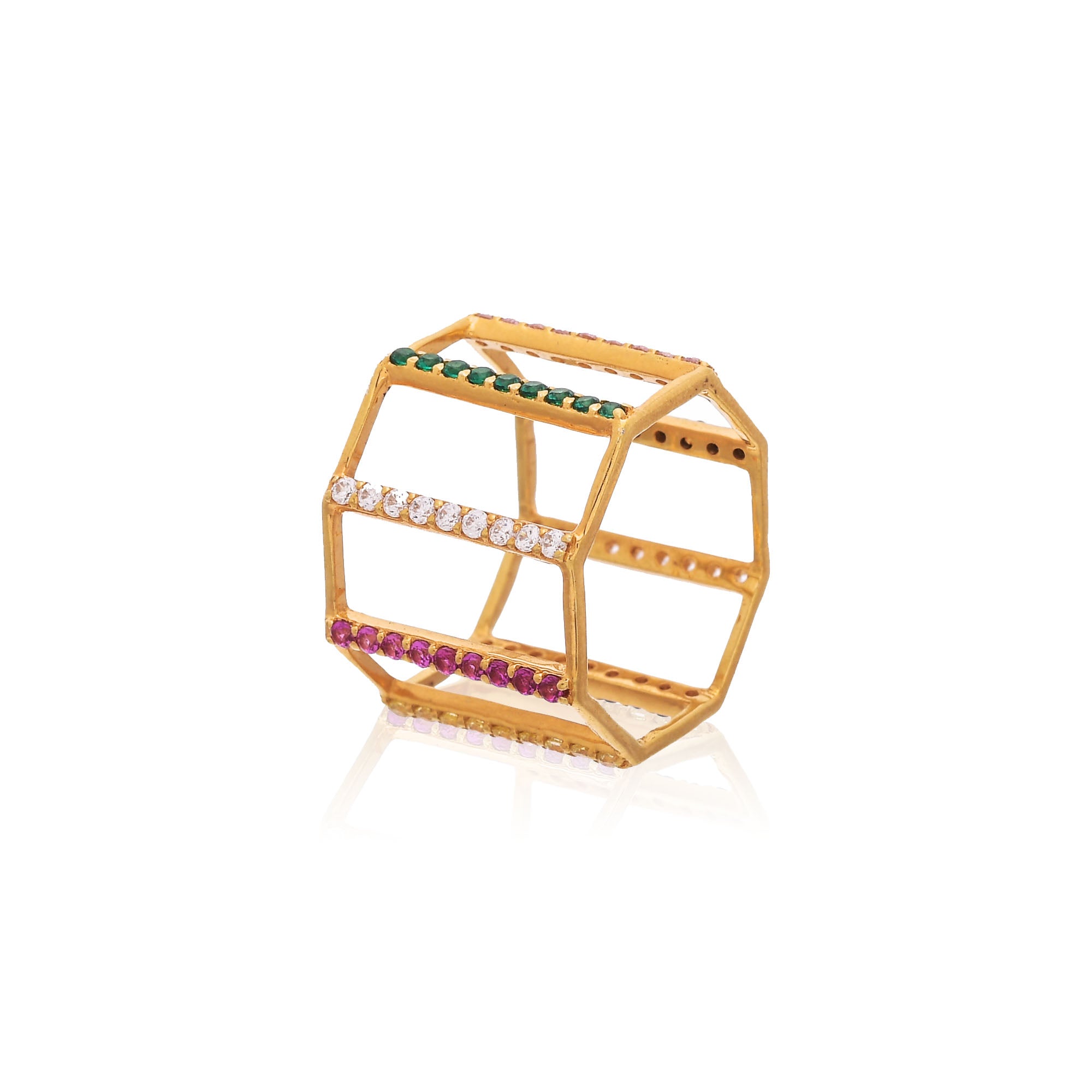 LINEAR MULTI GEMSTONE RING - Amrrutam