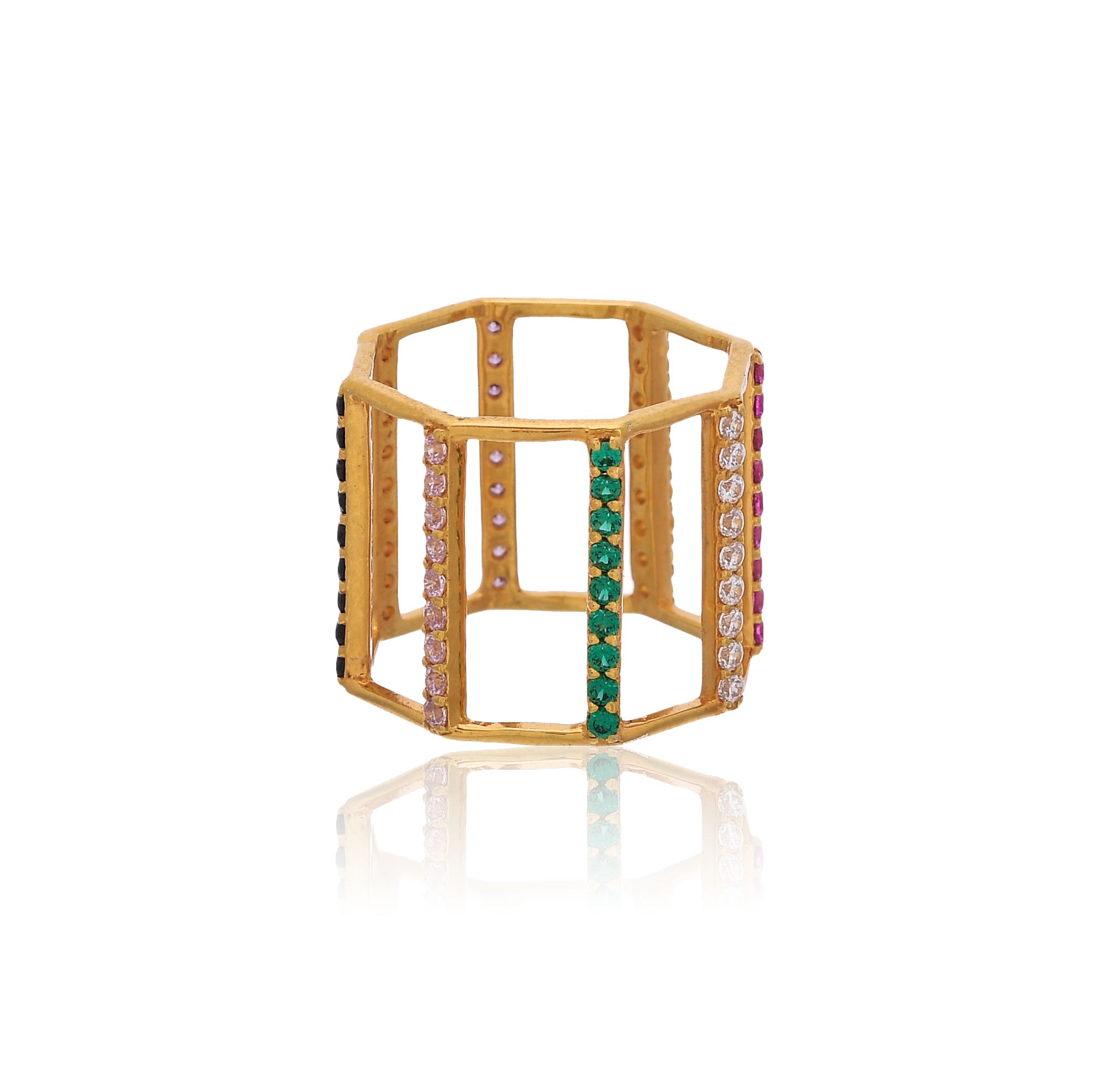 LINEAR MULTI GEMSTONE RING - Amrrutam