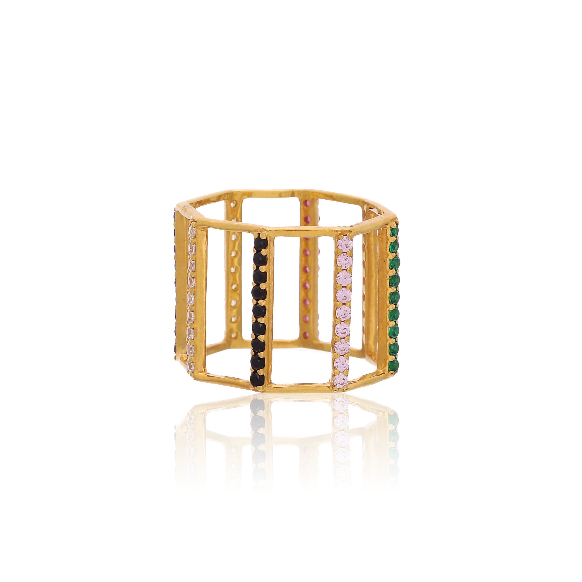 LINEAR MULTI GEMSTONE RING - Amrrutam