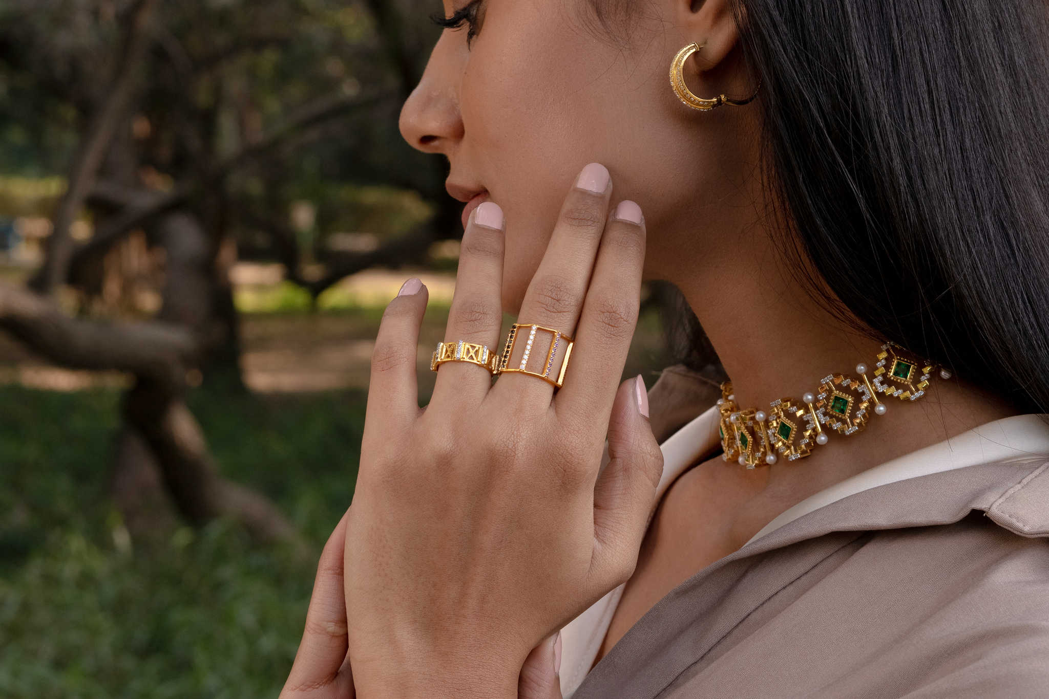 LINEAR MULTI GEMSTONE RING - Amrrutam