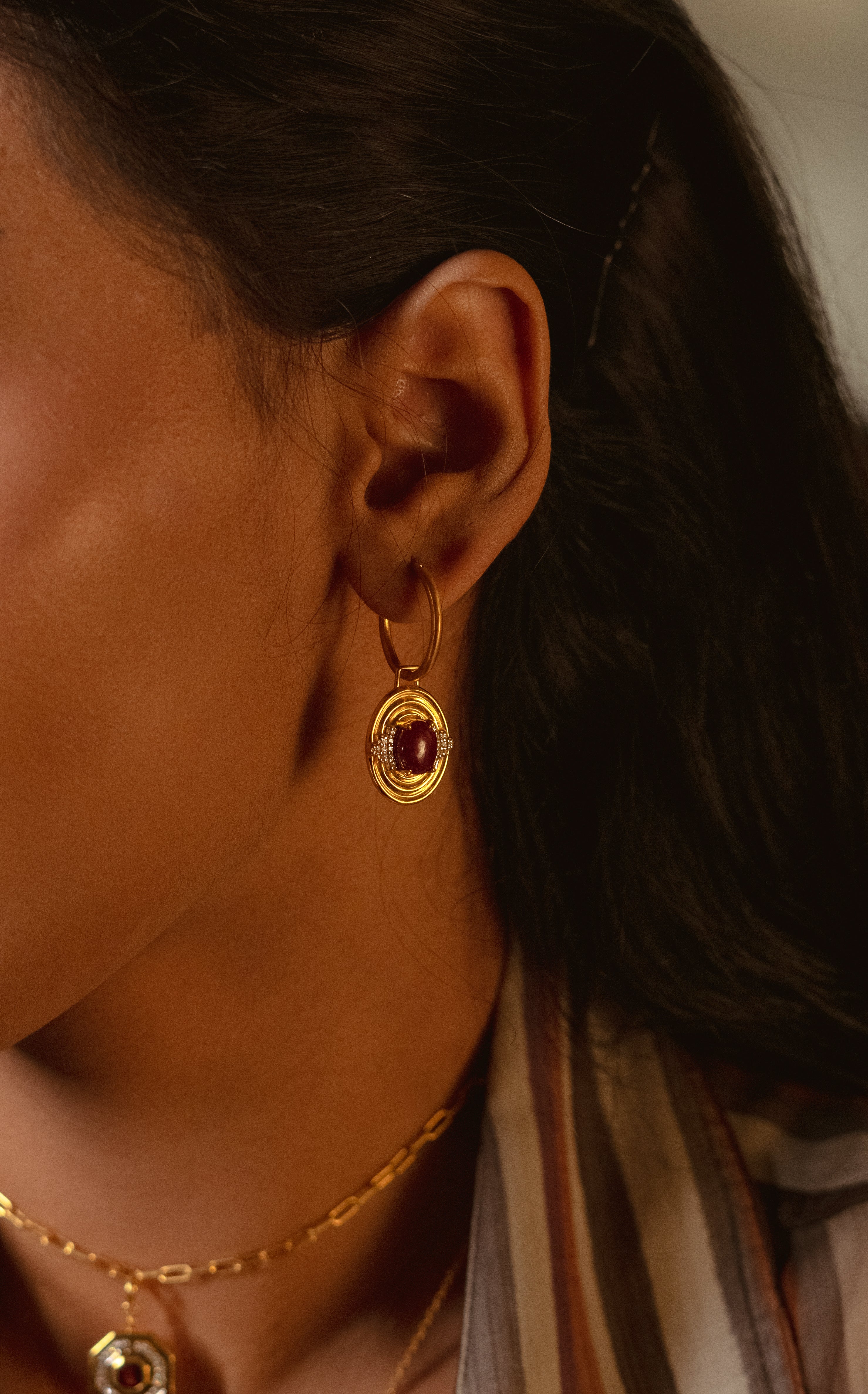 RIPPLE RUBY CHARM EARRING - Amrrutam
