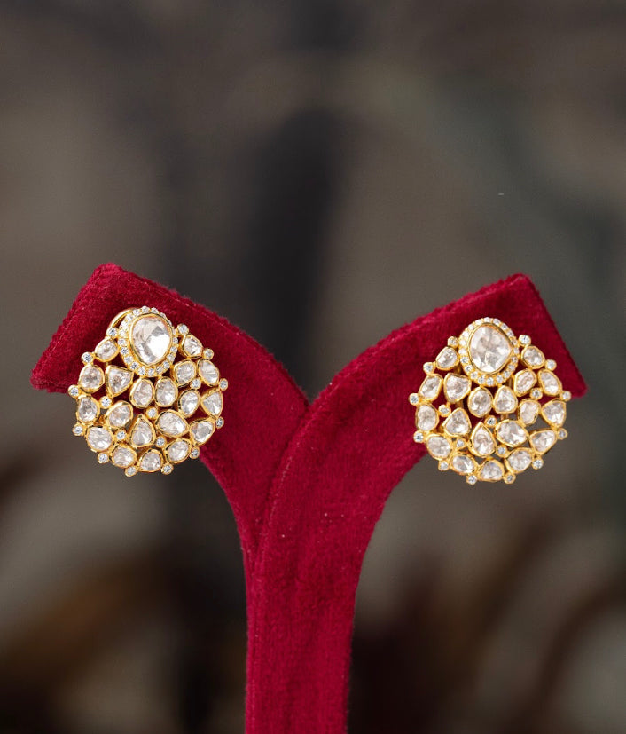 925 Silver Afsara Polki Earring - Amrrutam