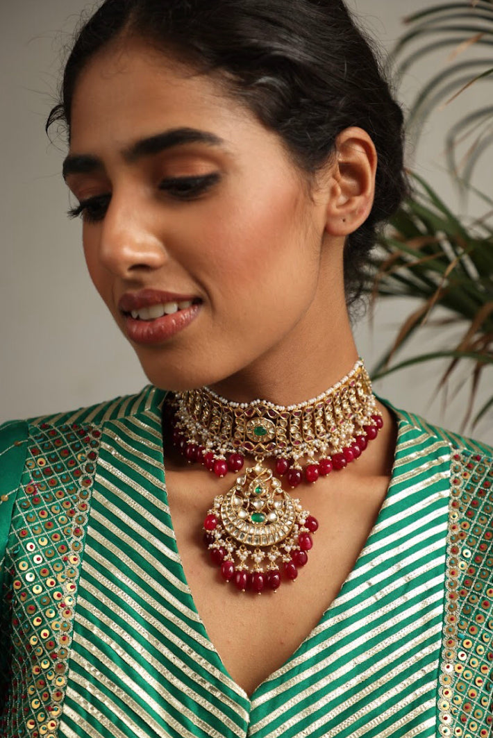 925 Silver Bavara Rupali Choker Necklace - Amrrutam