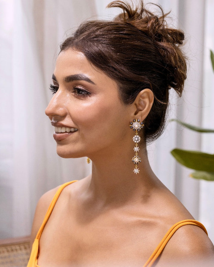925 Silver Sunburst Multi Pearl Earring - Amrrutam