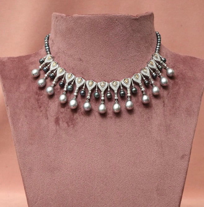 925 Silver Nova Black Pearl Necklace - Amrrutam