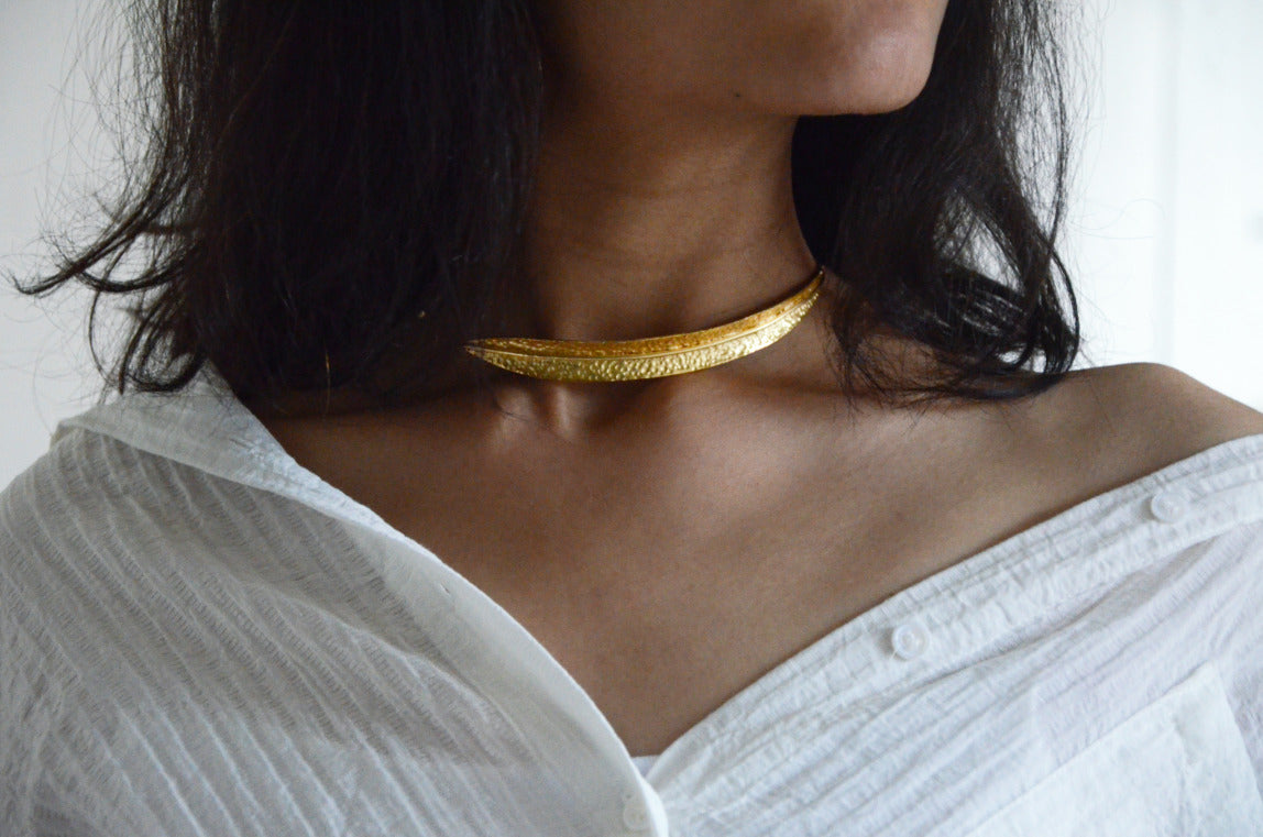 Golden Leaf Choker Necklace (Thin ) - Amrrutam